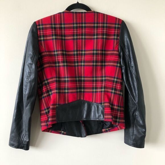 Bianca Nygard Plaid Cropped/Faux Leather Jacket - Picture 3 of 6